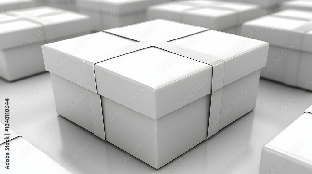 White Gift Boxes 3D Illustration