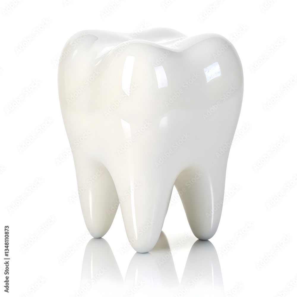 A clean white shiny tooth isolated on white background A clean white shiny tooth isolated on white background