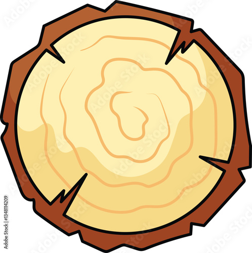 Tree trunk cross section with growth rings and cracks