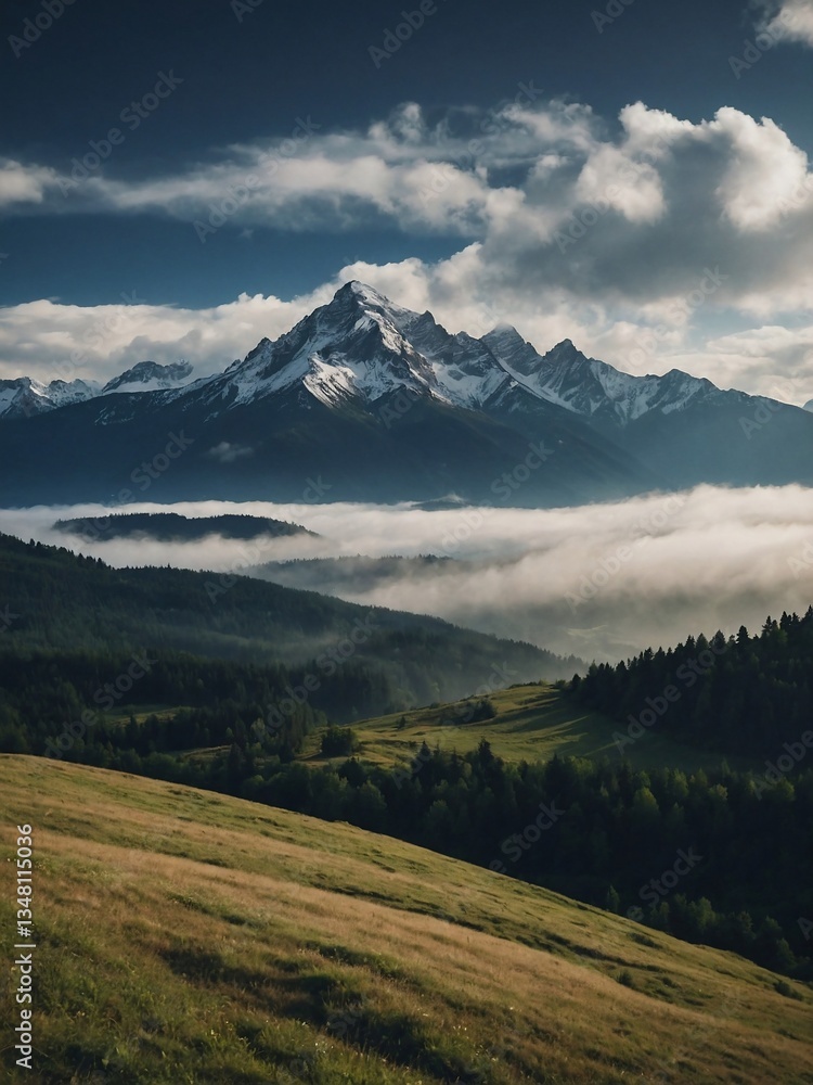 Landscape with mountains and clouds Landscape with mountains and clouds