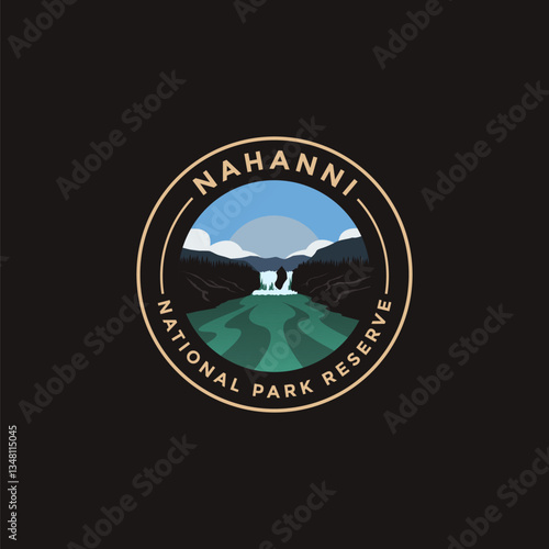 Nahanni National Park vector logo theme on dark background