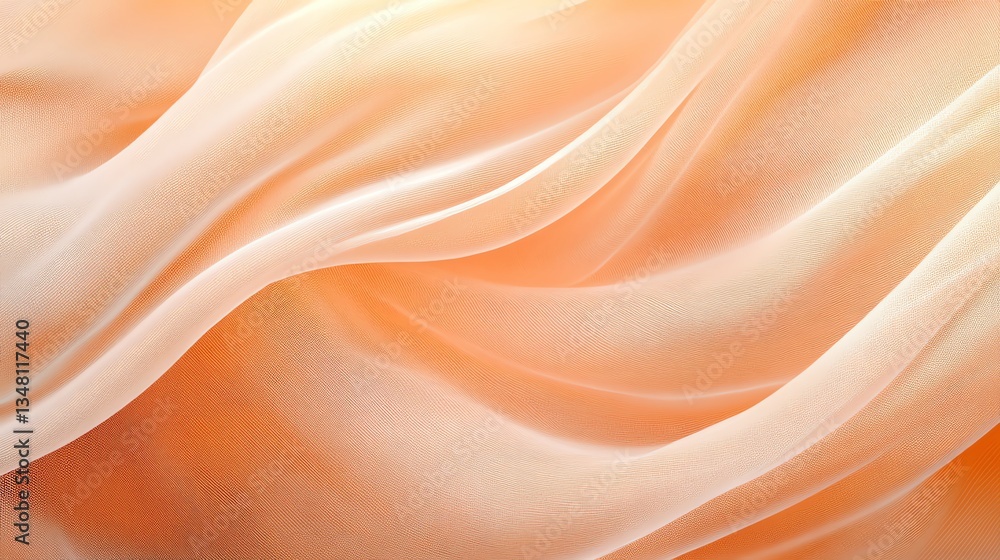 Fototapeta premium Flowing Peach Fabric Texture Background Creates a Soft and Elegant Backdrop