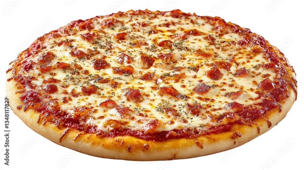 A classic margherita pizza with gooey cheese, tomato sauce, and a sprinkle of oregano, isolated on a Transparent background, PNG file A classic margherita pizza with gooey cheese, tomato sauce, and a sprinkle of oregano, isolated on a Transparent background, PNG file