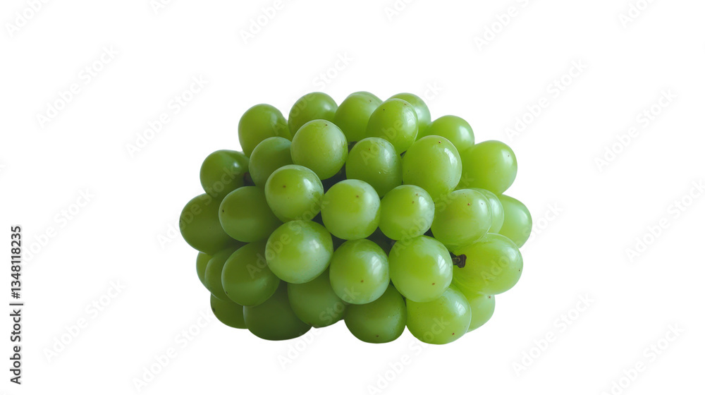 A cluster of green seedless grapes with plump, juicy berries, perfectly arranged, isolated on a Transparent background, PNG file A cluster of green seedless grapes with plump, juicy berries, perfectly arranged, isolated on a Transparent background, PNG file