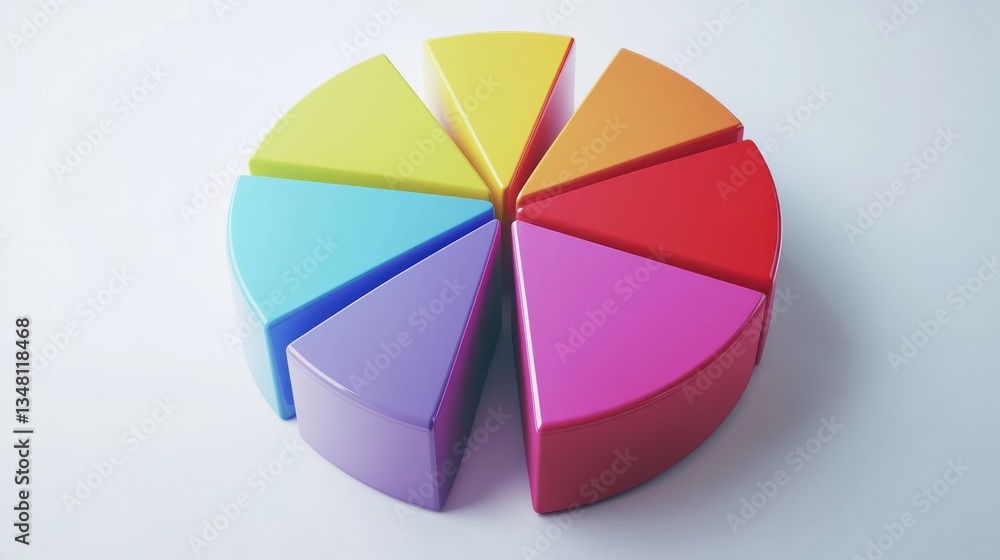 Obraz premium Colorful 3D Pie Chart: Data Visualization