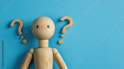 Wooden Figure with Question Marks