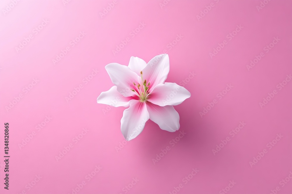 Obraz premium Delicate pink lily on a vibrant pink backdrop