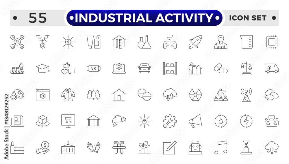 Industrial Activity outline icon related to medicine manufacturing, medical, production, pharma, factory, for, industry, science, machine, capsule. Industrial Activity outline icon related to medicine manufacturing, medical, production, pharma, factory, for, industry, science, machine, capsule.