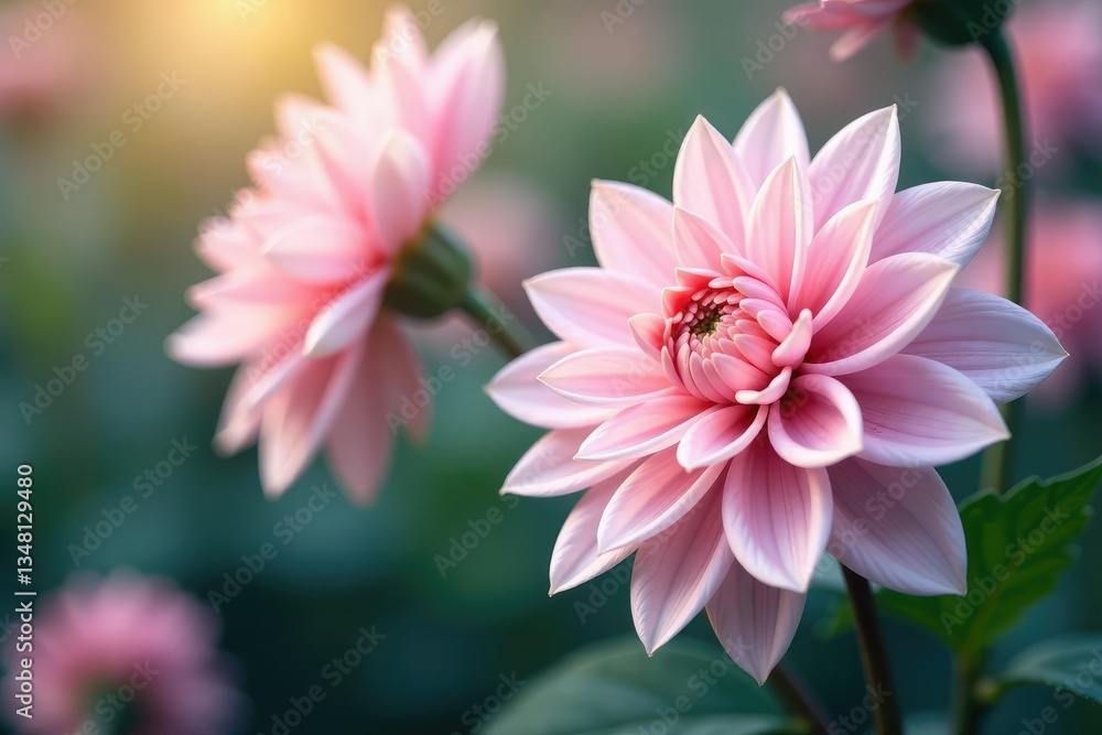 Elegant dahlia pattern, soft focus, pastel hues , dreamy, spring Elegant dahlia pattern, soft focus, pastel hues , dreamy, spring