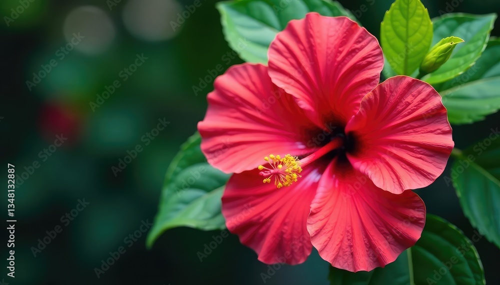 Obraz premium Bold hibiscus blooms, vibrant tropical palette, colourful, vivid, wallpaper