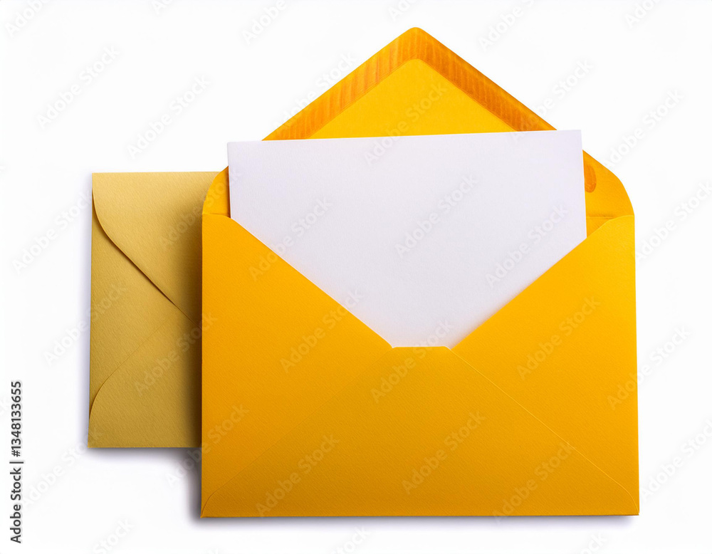 white blank card and yellow envelope isolated on a white background white blank card and yellow envelope isolated on a white background