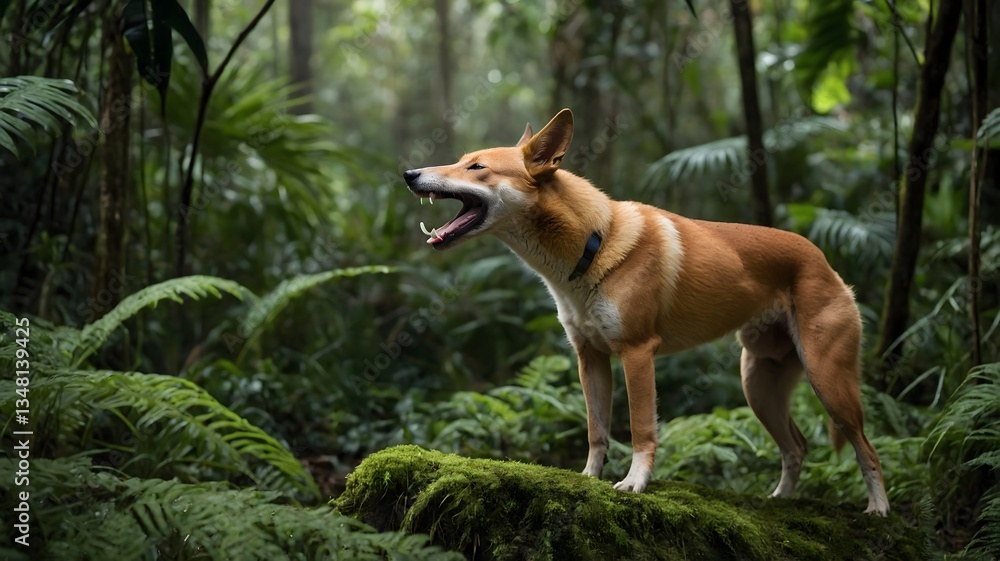 New Guinea Singing Dog Howling in the Heart of the Jungle New Guinea Singing Dog Howling in the Heart of the Jungle