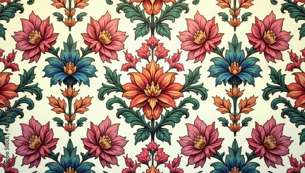 Intricate floral damask pattern in muted tones , damask, pattern Intricate floral damask pattern in muted tones , damask, pattern