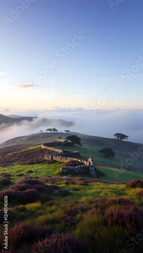 Serene Dawn Over Rolling Hills
