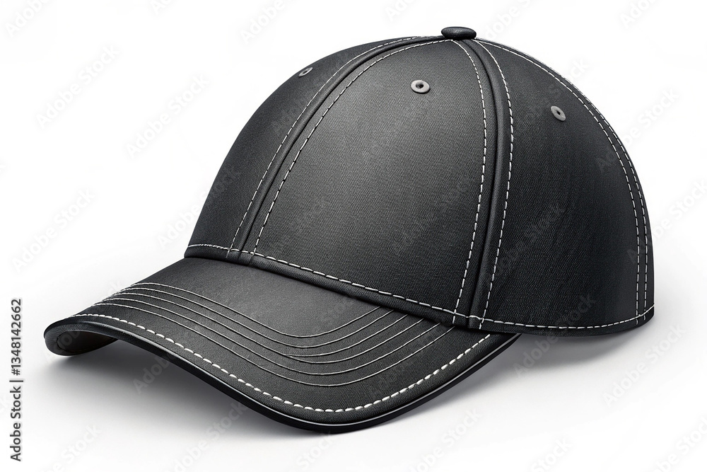 Illustration of a black baseball cap with a white background Illustration of a black baseball cap with a white background
