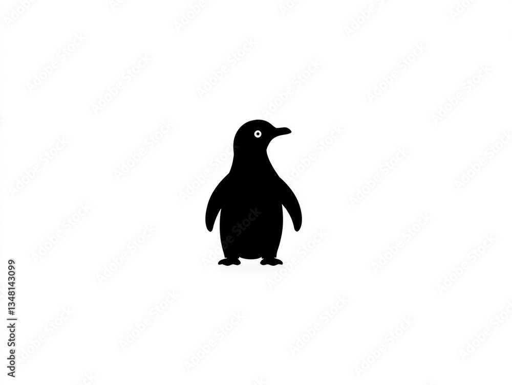 Obraz premium Simple penguin silhouette on plain background