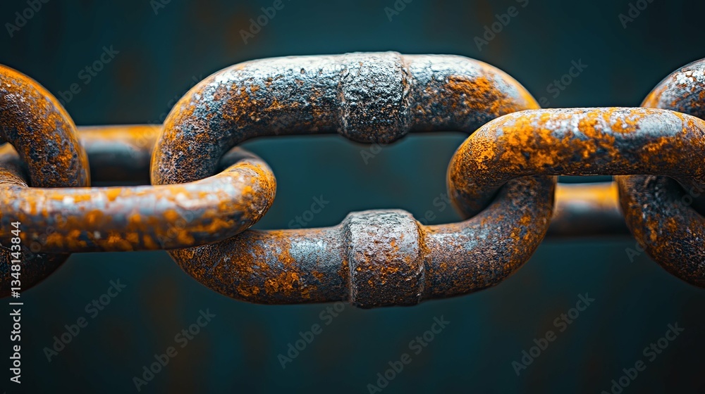 Close up image of a rusted metal chain links Close up image of a rusted metal chain links