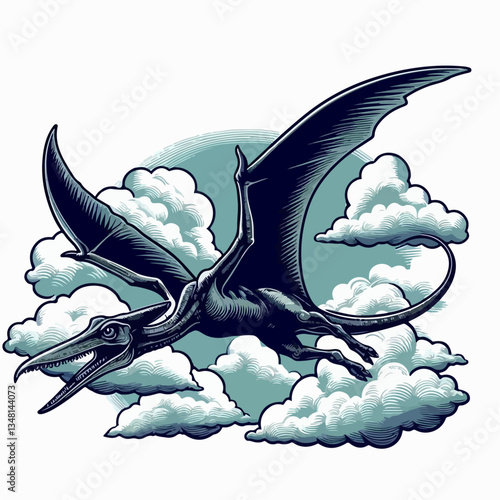 flying pterodactyl vector illustration