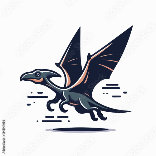 flying pterodactyl vector illustration