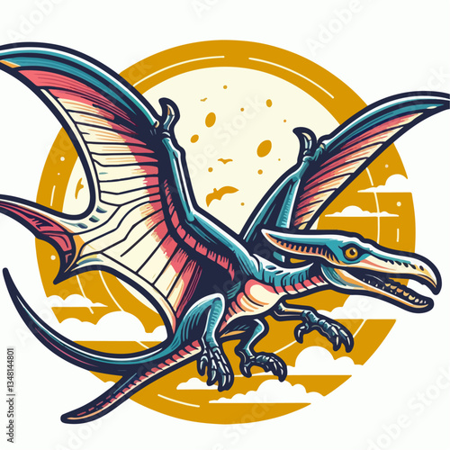 flying pterodactyl vector illustration