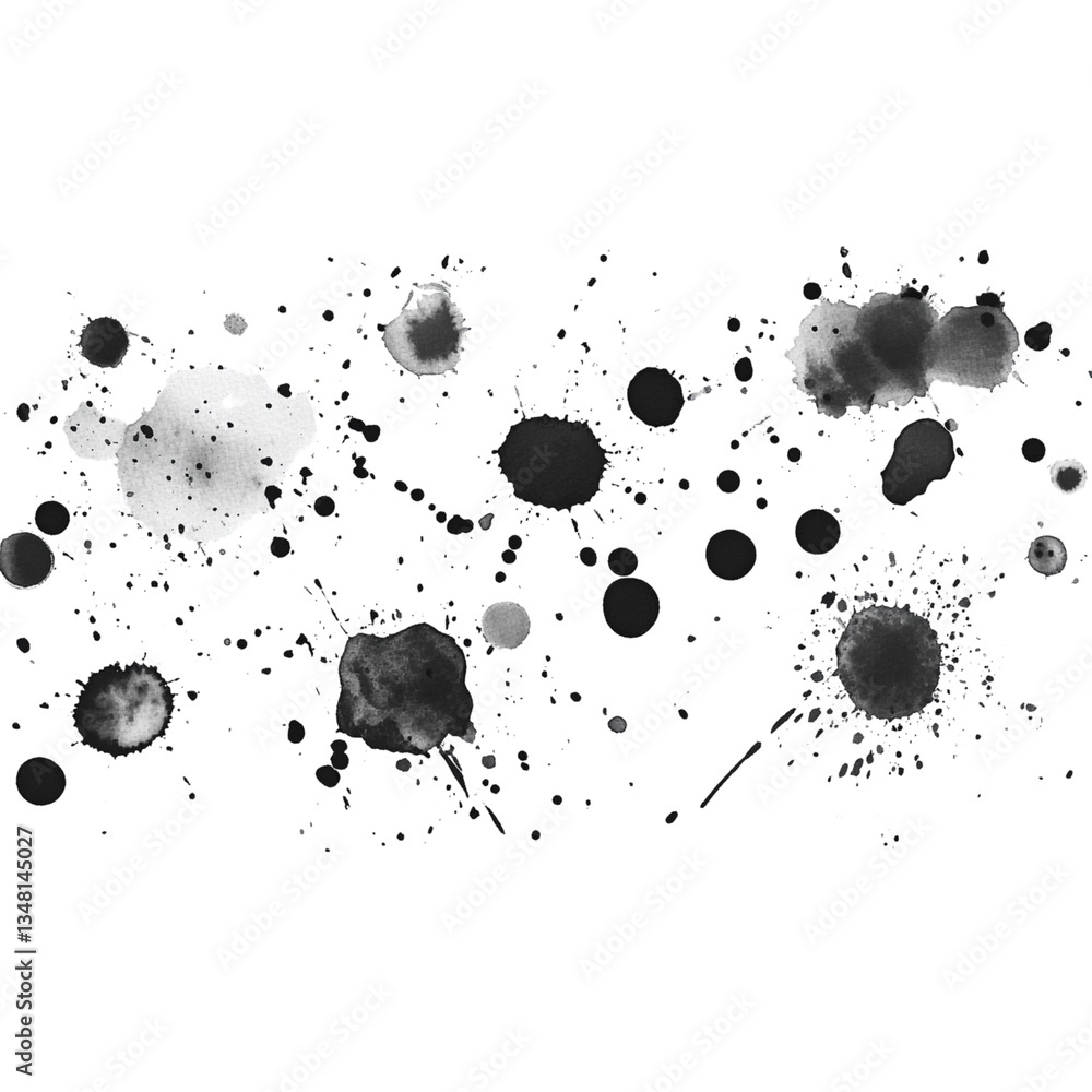 Abstract black and white ink splashes create dynamic visual effect Abstract black and white ink splashes create dynamic visual effect