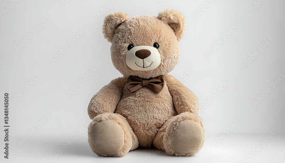 Obraz premium Tan teddy bear sitting, white background