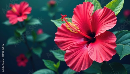 Wallpaper Mural Large-scale hibiscus print, bold colors, stylized petals, art, summer Torontodigital.ca