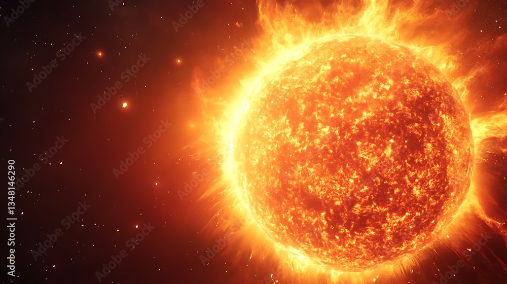 Obraz premium Fiery Celestial Body: A Glowing Star in the Cosmos