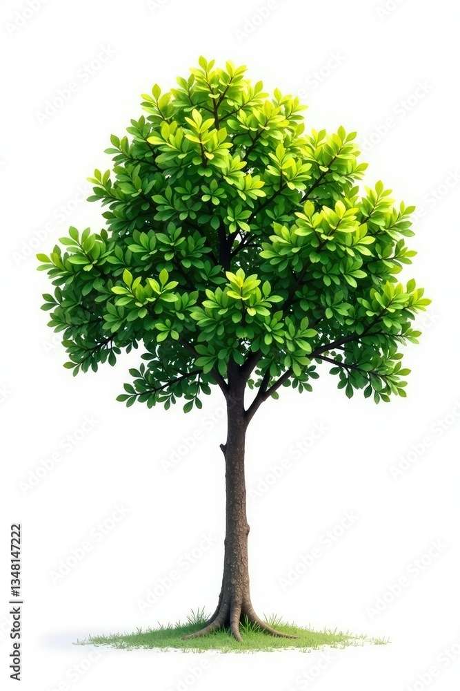 Fototapeta premium Single tree branch isolated on white background, solitary, minimalist