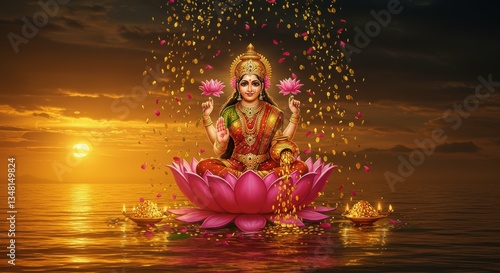 The goddess of wealth and prosperity, Lakshmi, Goddess Laxmi	
