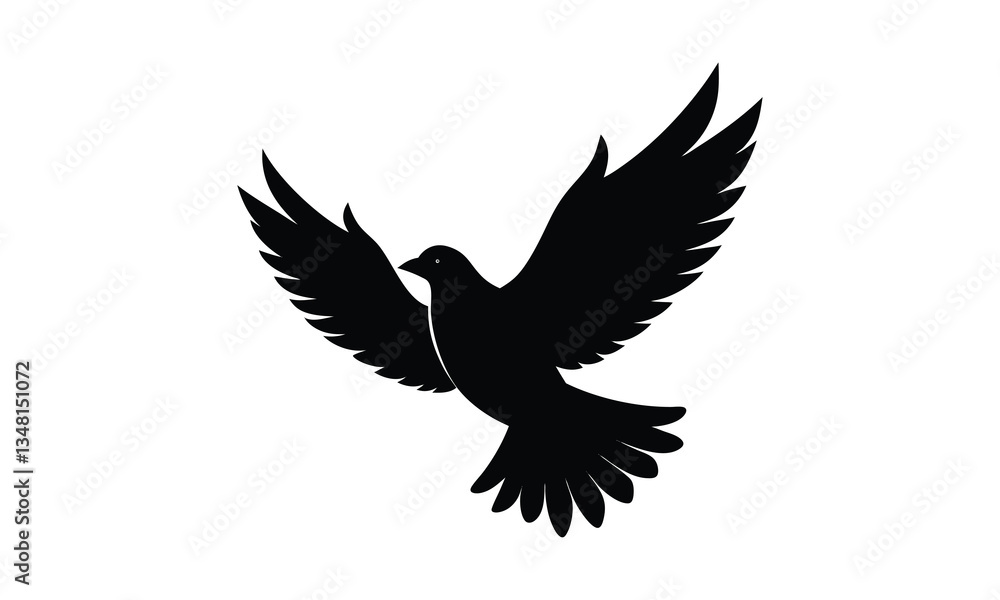 Fototapeta premium Dove Silhouette Flying Wings Spread