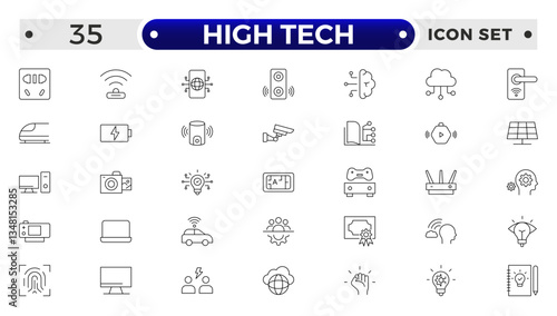 High tech outline icons set. Innovation Related Vector Line Icons.