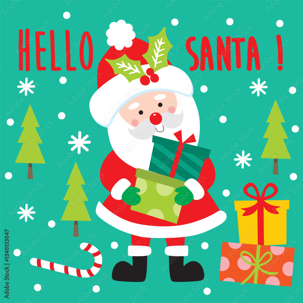 Santa Claus For Christmas Card or Bag design Santa Claus For Christmas Card or Bag design