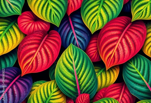 Wallpaper Mural Intricate Alocasia Portei leaf pattern seamlessly tiled, showcasing vibrant Philippine flora, tropical plants, plant pattern Torontodigital.ca