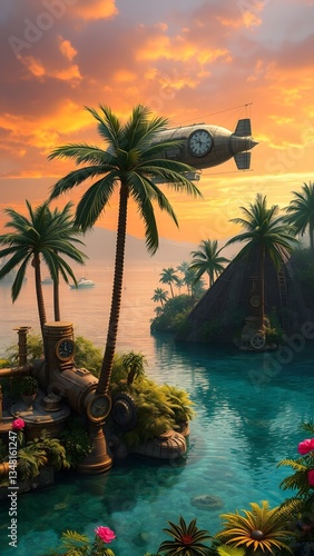 Surreal Tropical Paradise at Sunset