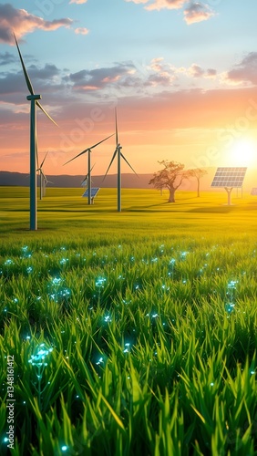 Sustainable Energy Landscape at Dawn