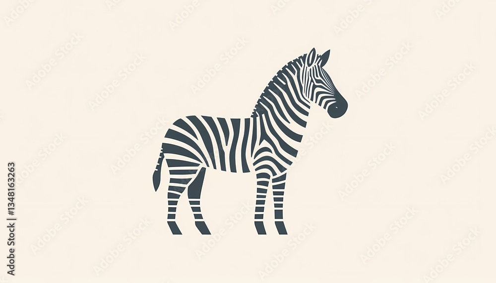 Modern linear zebra icon in cool grey simple strokes portraying its bold stripes Modern linear zebra icon in cool grey simple strokes portraying its bold stripes