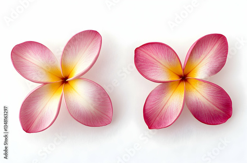 Delicate Pink And Yellow Blossom On White Backgrounds for Decoration Purposes. Perfect for a relaxing space. A touch of summery beauty. Fresh floral colors. Elegant and