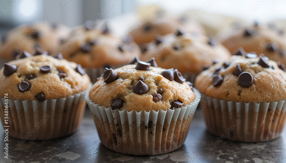muffins with chocolate chip on top muffins with chocolate chip on top