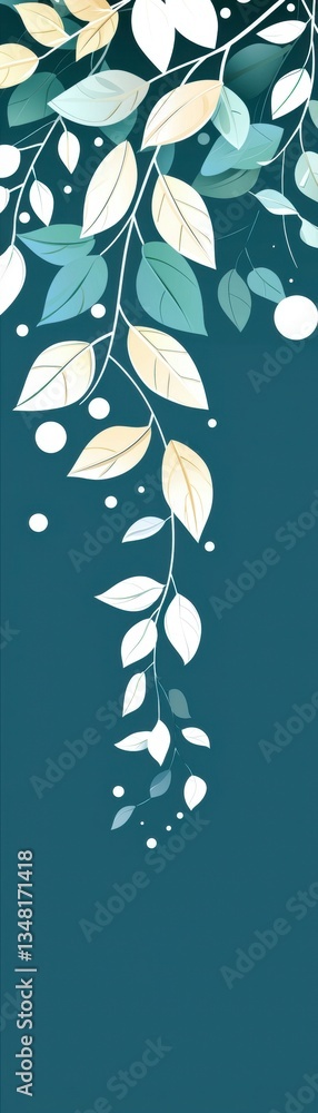 Elegant Teal and White Leaf Design Elegant Teal and White Leaf Design