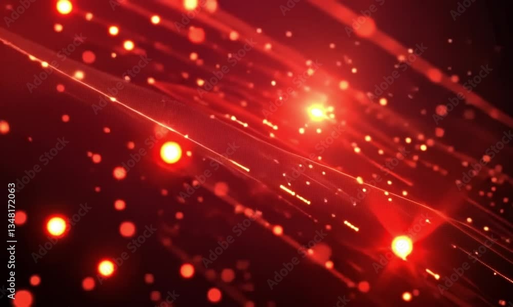 Abstract Red Glowing Lines and Particles Background Abstract Red Glowing Lines and Particles Background