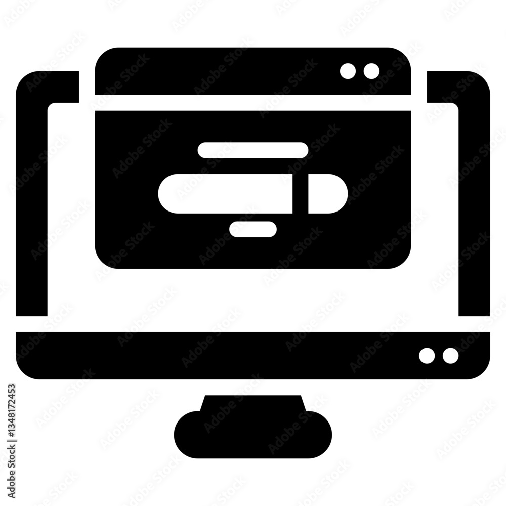 Computer monitor showing a web page, suitable for technology blogs, online tutorials, website design concepts, remote working illustrations. Computer monitor showing a web page, suitable for technology blogs, online tutorials, website design concepts, remote working illustrations.