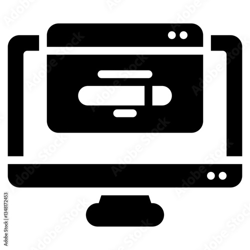 Computer monitor showing a web page, suitable for technology blogs, online tutorials, website design concepts, remote working illustrations.
