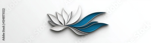 Abstract Blue and White Floral Design with Flowing Lines