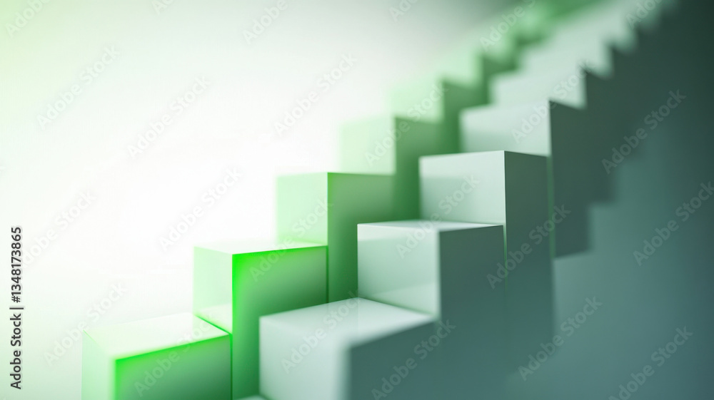 Shiny 3D bar chart rising upwards, depicting business growth and progress Shiny 3D bar chart rising upwards, depicting business growth and progress