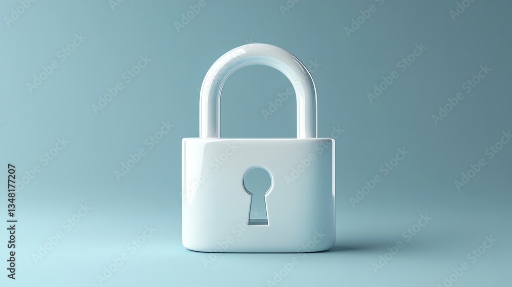 Highquality 3D render of a white padlock icon Highquality 3D render of a white padlock icon