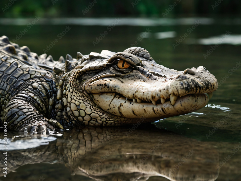Fototapeta premium crocodile floating in the water