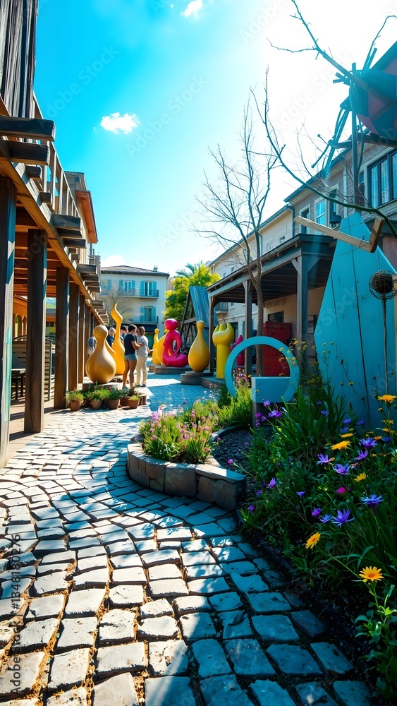 Fototapeta premium Whimsical Courtyard Art Oasis