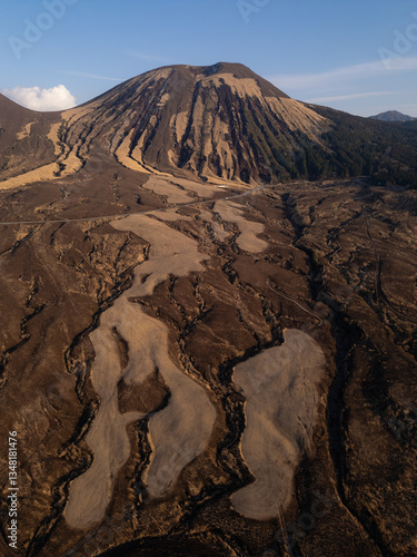 Aerial view of Aso Kuju National Park in Kumamoto Prefecture, Kyushu, Japan