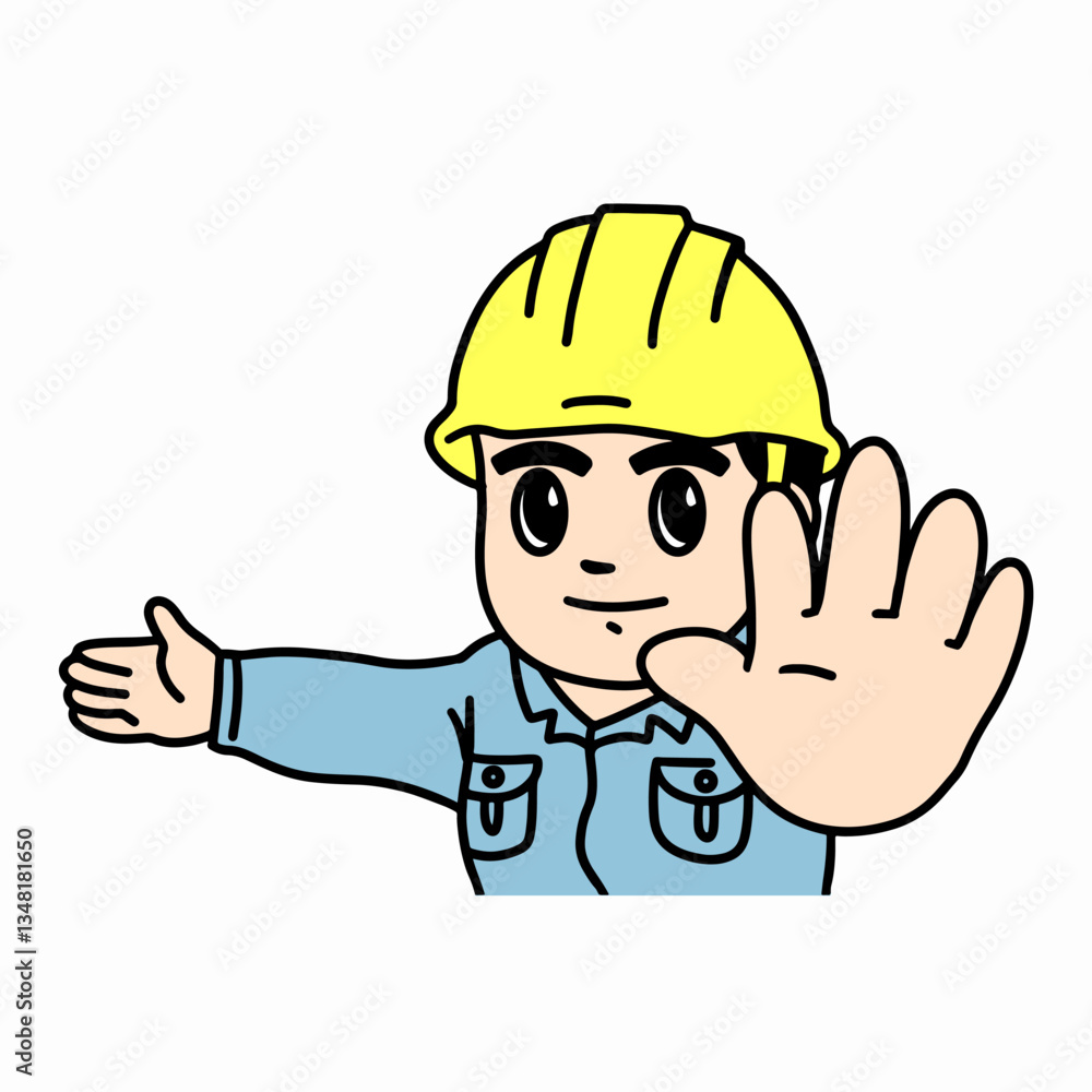 Illustration Artwork Warning Construction Worker Sign Mascot Cartoon Japanese Drawing Helmet Road Repair Cone Warning Anime Manga Illustration Artwork Warning Construction Worker Sign Mascot Cartoon Japanese Drawing Helmet Road Repair Cone Warning Anime Manga